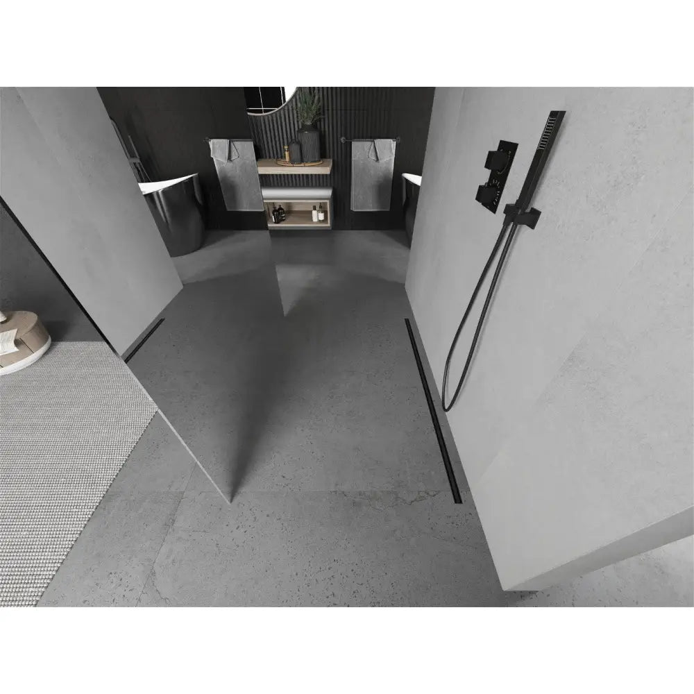 Dusjvegg 100x200 Cm Speil 8 Mm Svart