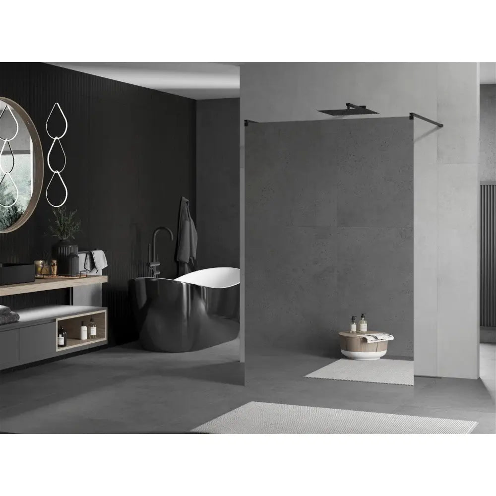 Dusjvegg 120x200 Cm Speil 8 Mm Svart S1