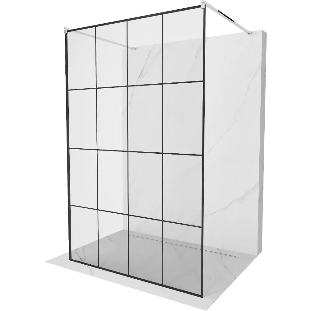 Dusjvegg 160x200 Cm Svart Mønster 8 Mm Krom