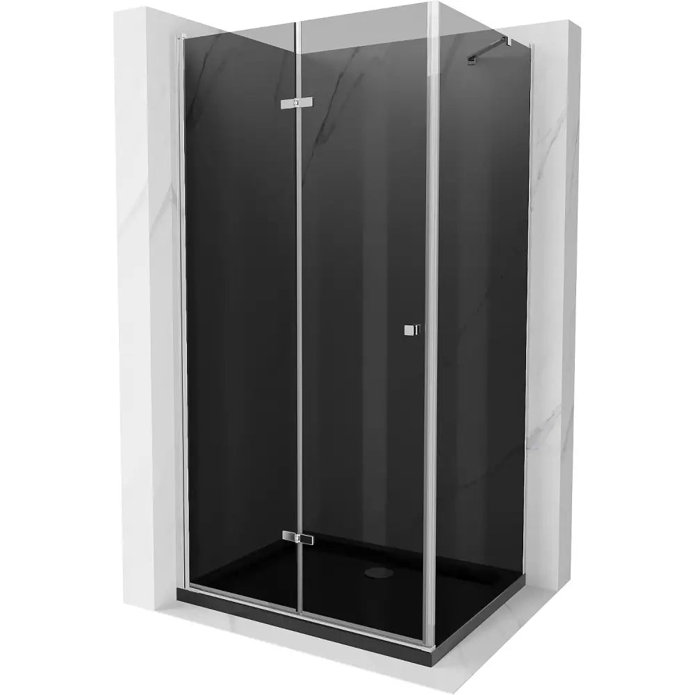 Dusjhjørne med Dusjbrett 100x90 Cm Sammenleggbart Grått Krom
