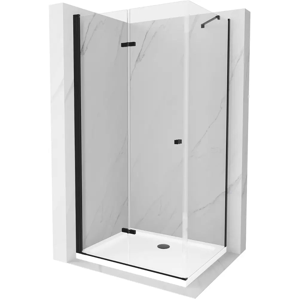 Dusjhjørne med Dusjbrett 70x100 Cm Sammenleggbart Gjennomsiktig Svart