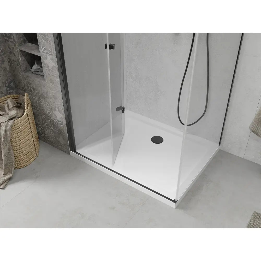 Dusjhjørne med Dusjbrett 70x90 Cm Sammenleggbart Gjennomsiktig Svart