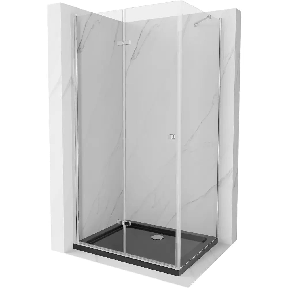 Dusjhjørne med Dusjbrett 90x100 Cm Gjennomsiktig Krom Sort