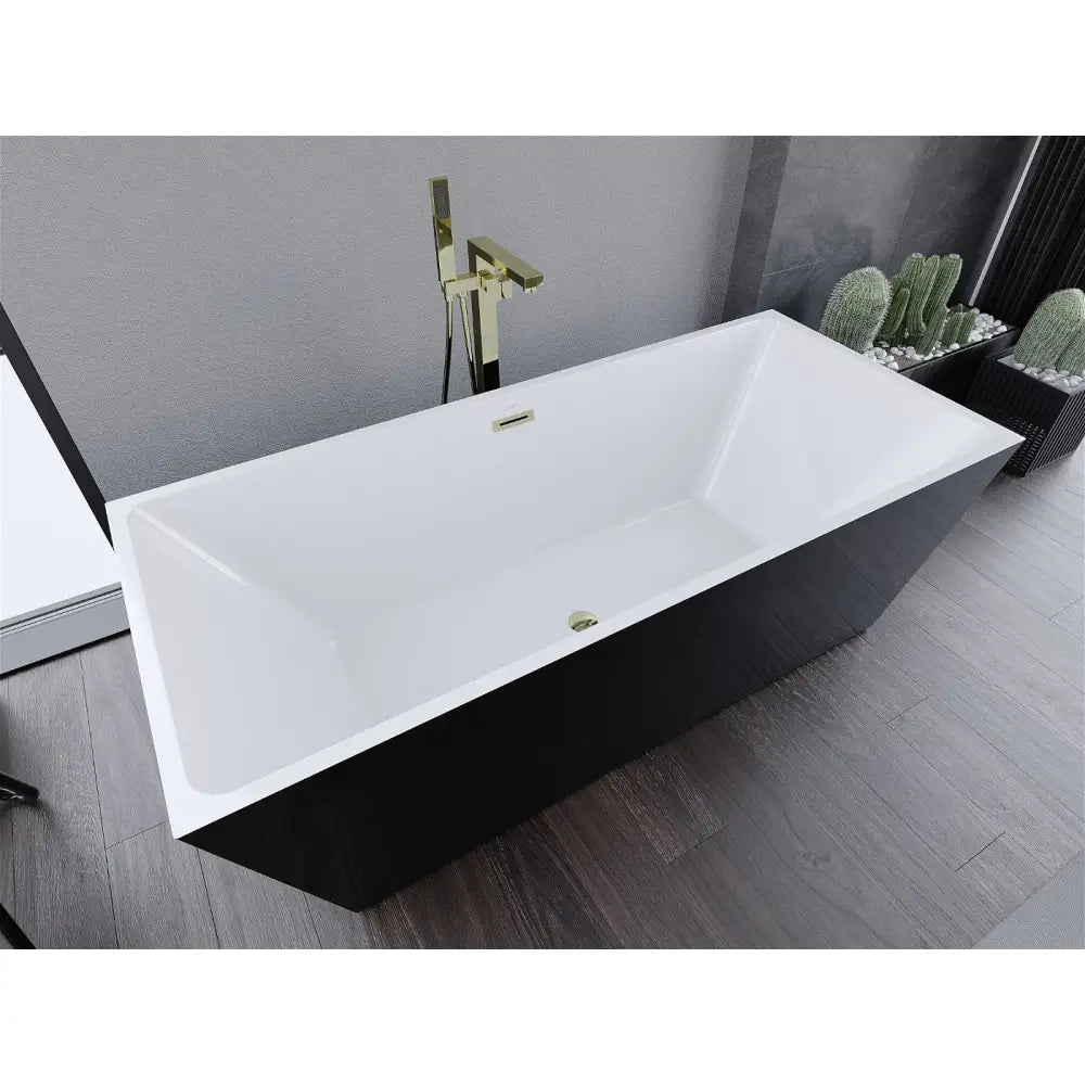 Lita Frittstående Badekar 170x75 Cm Hvit/svart Gull Overløp - 52121707575-g