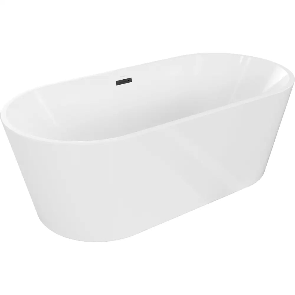 Luna Frittstående Badekar 170x80 Cm Hvit med Svart Overløp - 52031708000-b