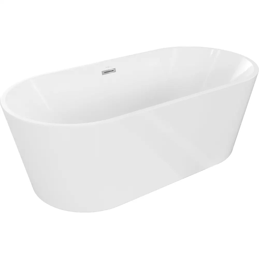 Luna Frittstående Badekar 170x80 Cm Hvitt Overfyllingssett i Krom