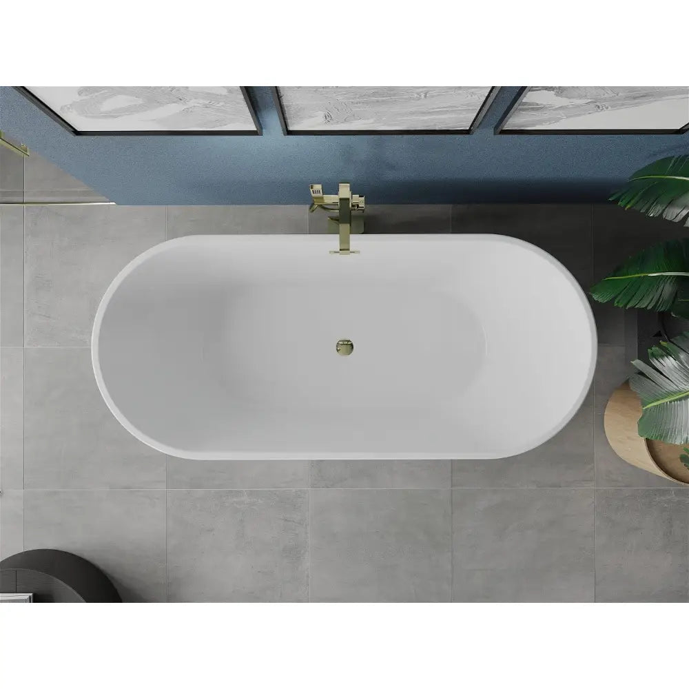 Luna Frittstående Badekar 180x80 Cm Hvit/svart Gull Overløp - 52031808075-g