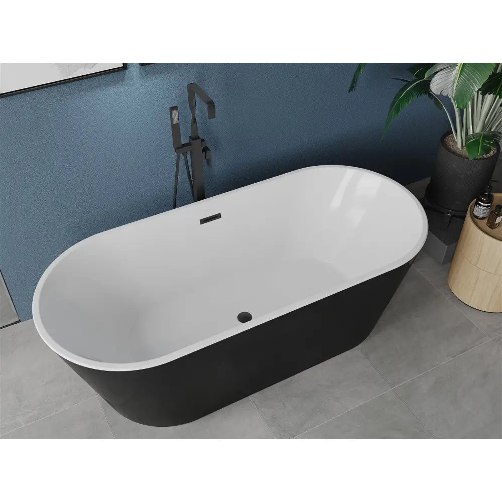 Luna Frittstående Badekar 180x80 Cm Hvit/svart Svart Overløp - 52031808075-b