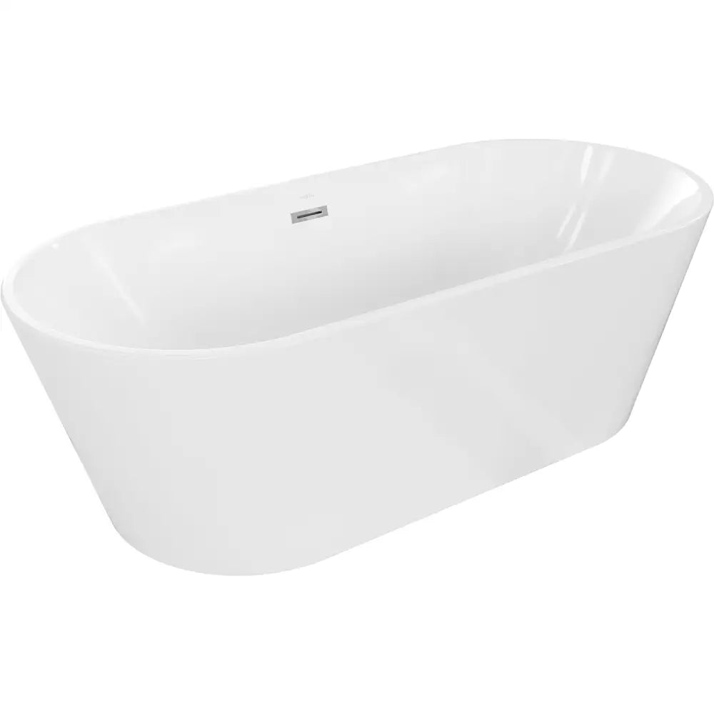 Luna Frittstående Badekar 180x80 Cm Hvitt Overløp Krom
