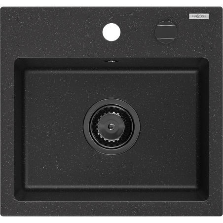Milo Kjøkkenvask 1 Kum 435 x 410 mm, Svart/Sølv Metallic, Vannlås Svart - 6505441000-73-B