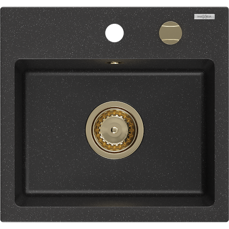 Milo Kjøkkenvask 1 Kum 435 x 410 mm, Svart/Sølv Metallic, Vannlås Gull - 6505441000-73-G