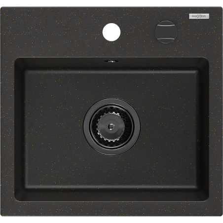 Milo Kjøkkenvask 1 Kum 435 x 410 mm, Svart/Gull Metallic, Vannlås Svart - 6505441000-75-B