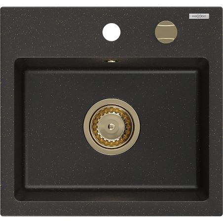 Milo Kjøkkenvask 1 Kum 435 x 410 mm, Svart/Gull Metallic, Vannlås Gull - 6505441000-75-G