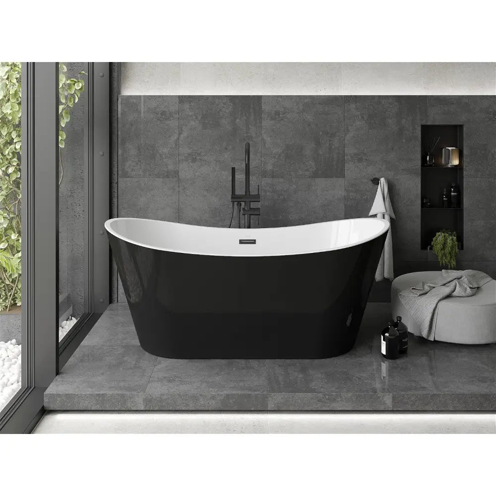 Montana Frittstående Badekar 170x80 Cm Hvit/svart Overløp Svart - 52011708075-b