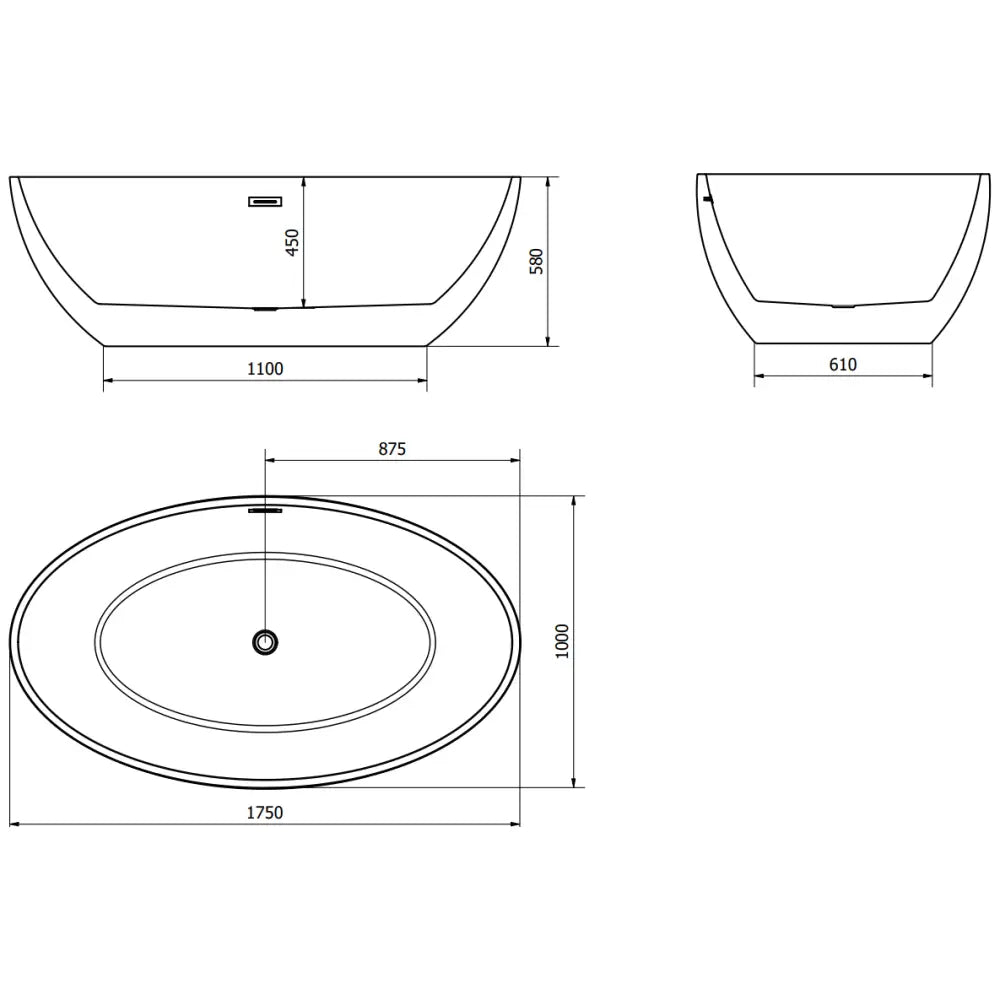 Nike Frittstående Badekar 175x100 Cm Hvit