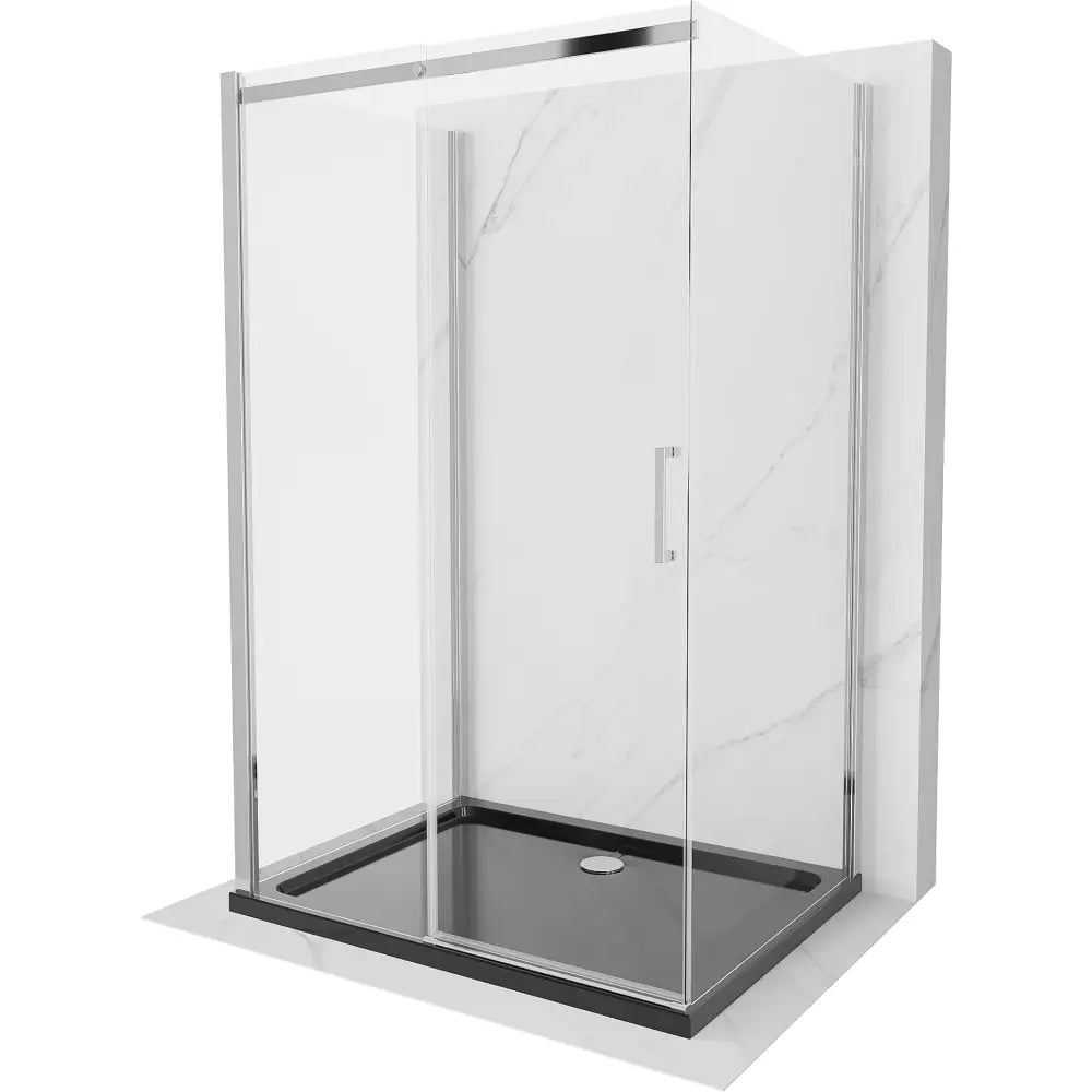 Dusjhjørne med Dusjbrett 3-vegget Skyvedør 120x80 Cm Gjennomsiktig Krom