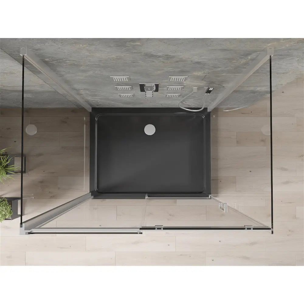 Dusjhjørne med Dusjbrett 3-vegget Skyvedør 120x80 Cm Gjennomsiktig Krom