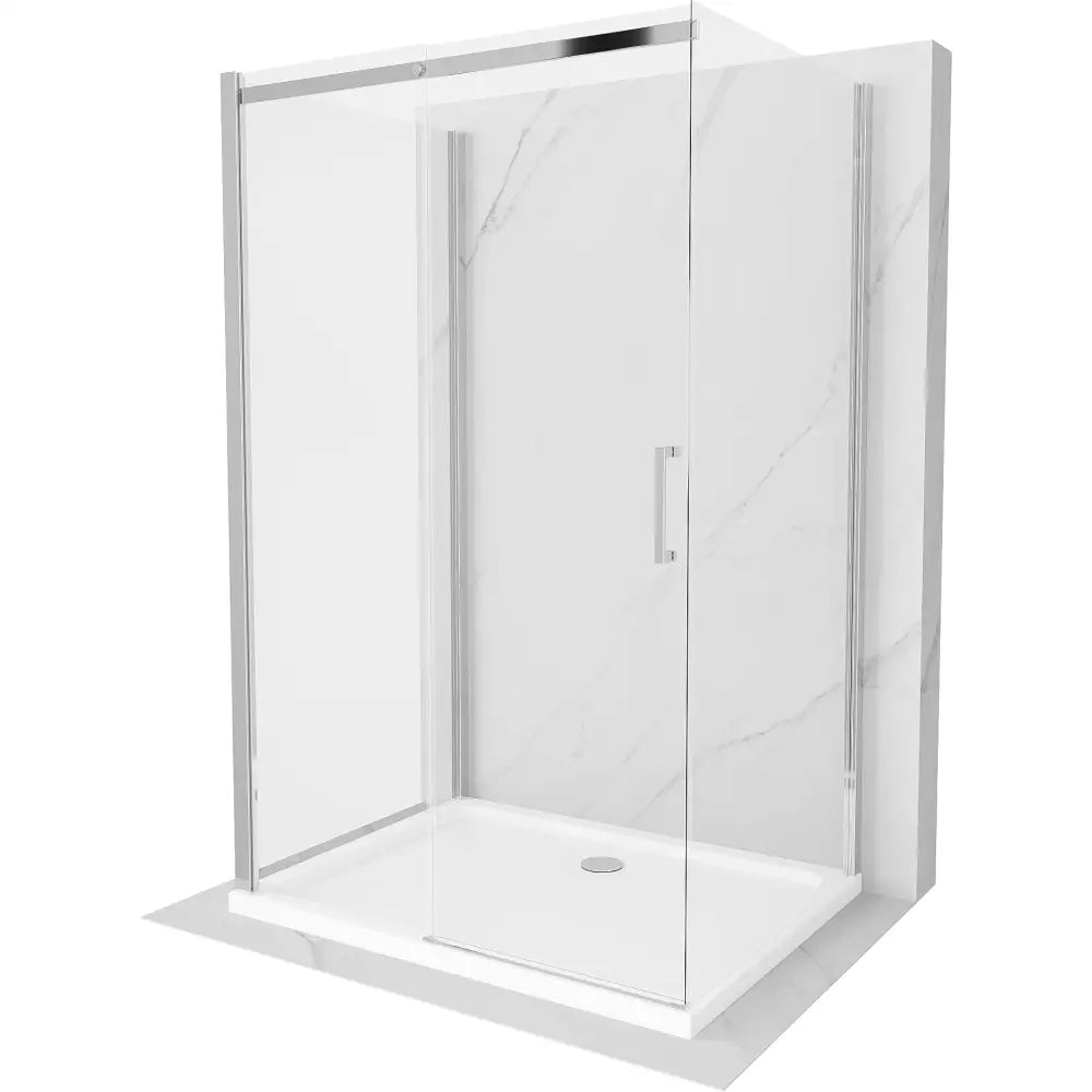Dusjhjørne med Dusjbrett 3-veggs Skyvedør 130x80 Cm Gjennomsiktig Krom