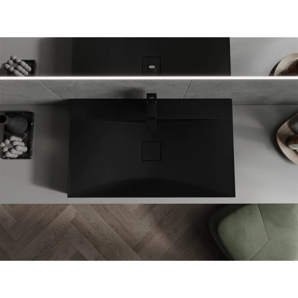 Poli Benkeplate Servant i Kompositt 1/o 80x48 Cm Svart