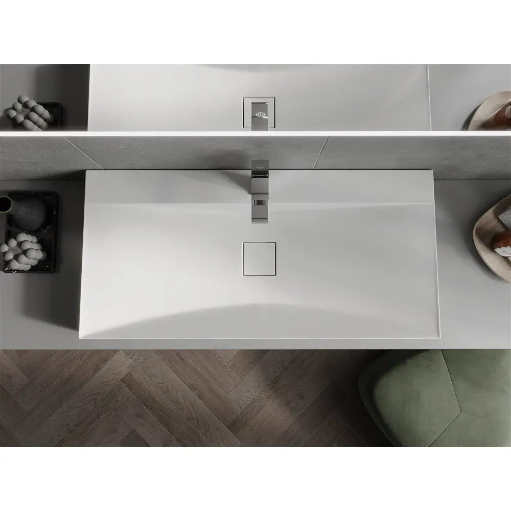 Poli Benkeplatevask i Kompositt 1/o 100x48 Cm Hvit