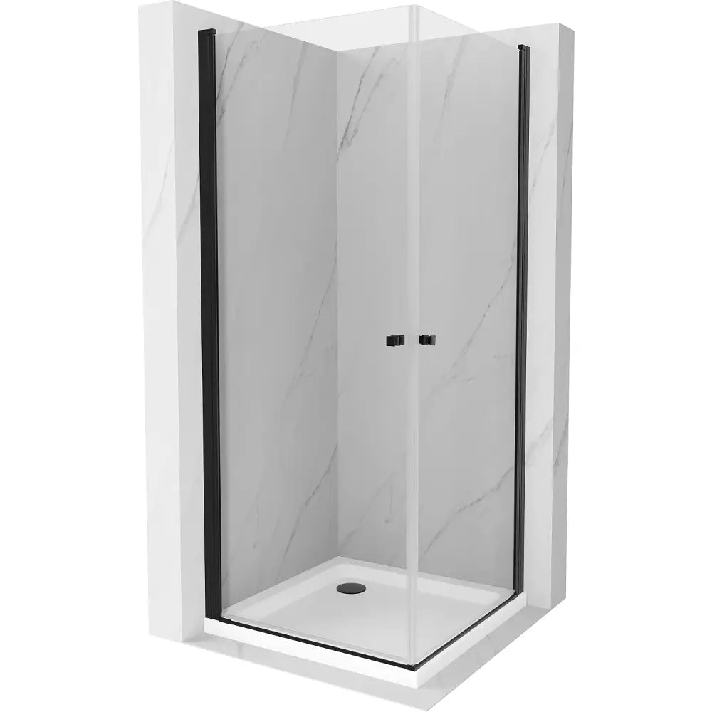 Dusjhjørne med Dusjbrett 70x70 Cm Gjennomsiktig Svart S3