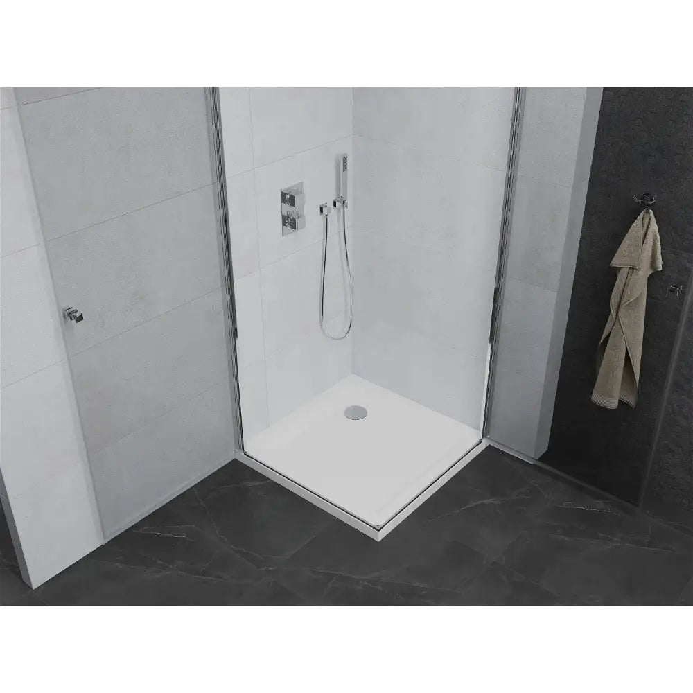 Dusjhjørne med Dusjbrett 80x80 Cm Gjennomsiktig Krom S2