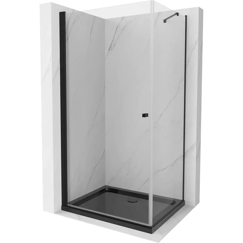 Dusjhjørne med Dusjbrett Svingbar Dør 70x80 Cm Gjennomsiktig Svart