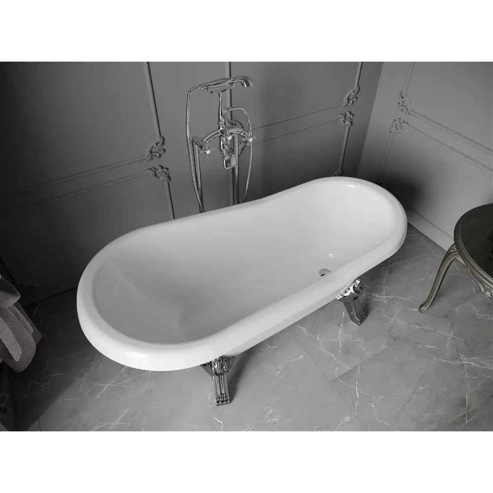 Retro Frittstående Badekar 150x73 Cm Hvit Krom Ben - 53251507300-