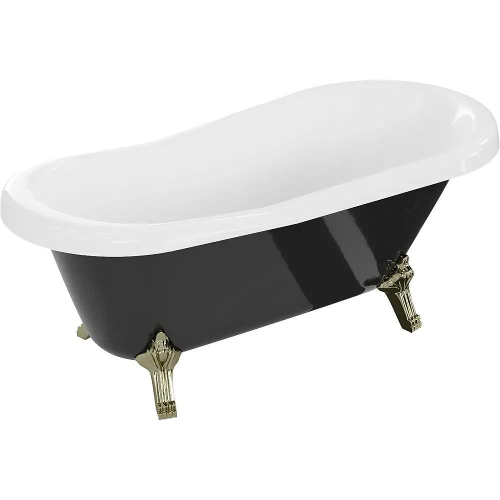 Retro Frittstående Badekar 150x73 Cm Hvit/svart Gullfargede Ben - 53251507375
