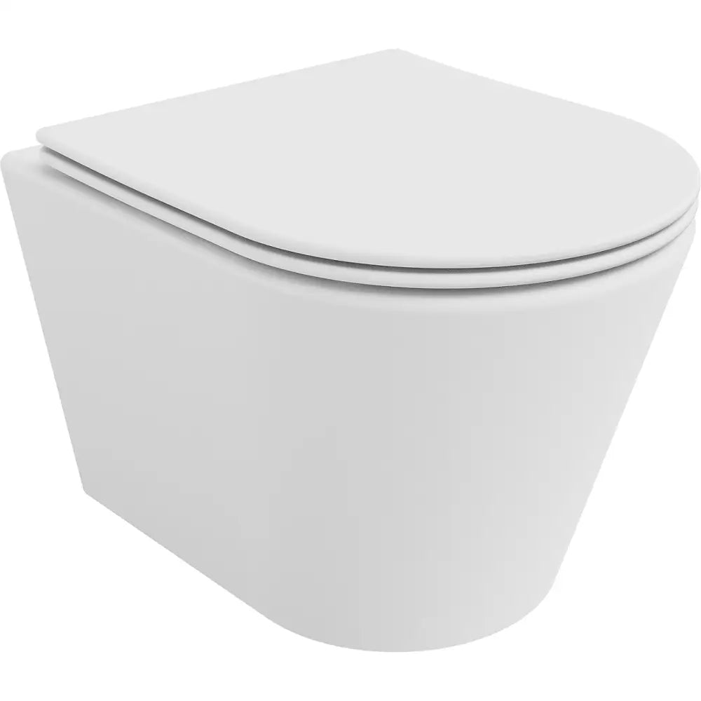 Rico Toalettskål uten Spylekant med Soft-close Slim Sete Duroplast Matt Hvit