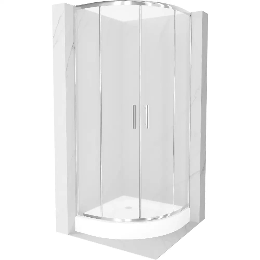 Dusjhjørne med Dusjbrett Halvrund 70x70 Cm Frostet Krom