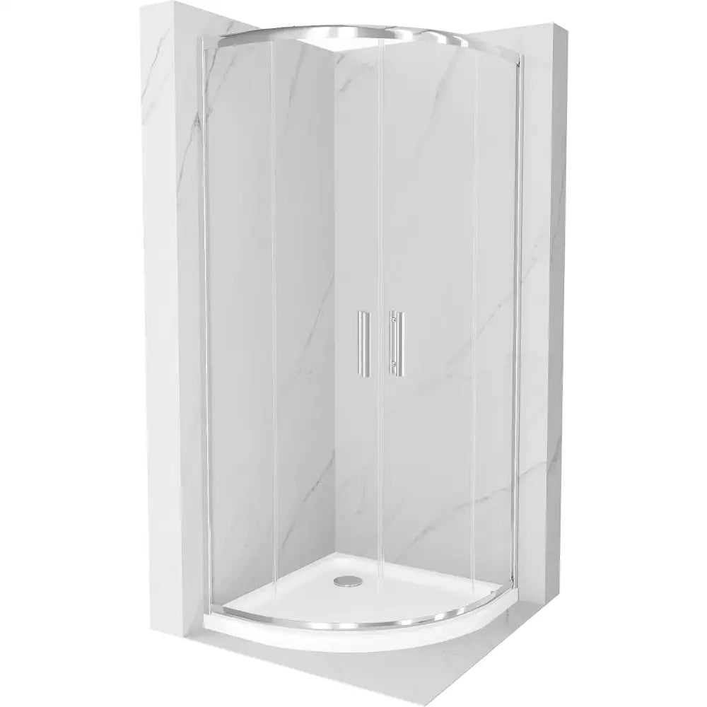 Dusjhjørne med Dusjbrett Halvrund 80x80 Cm Gjennomsiktig Krom