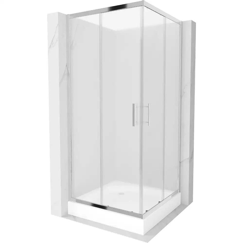Dusjhjørne med Dusjbrett Kvadratisk 90x90 Cm Frostet Krom S2
