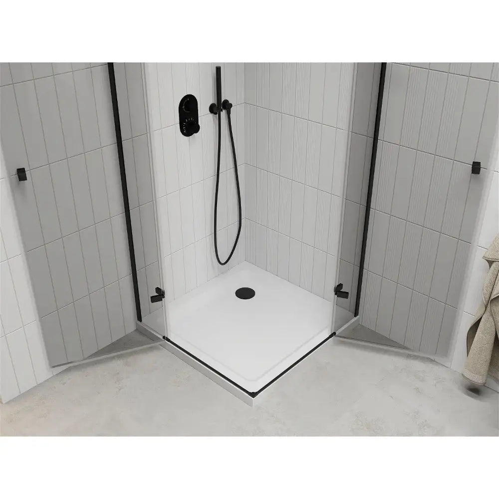 Dusjhjørne med Dusjbrett 70x70 Cm Gjennomsiktig Sort