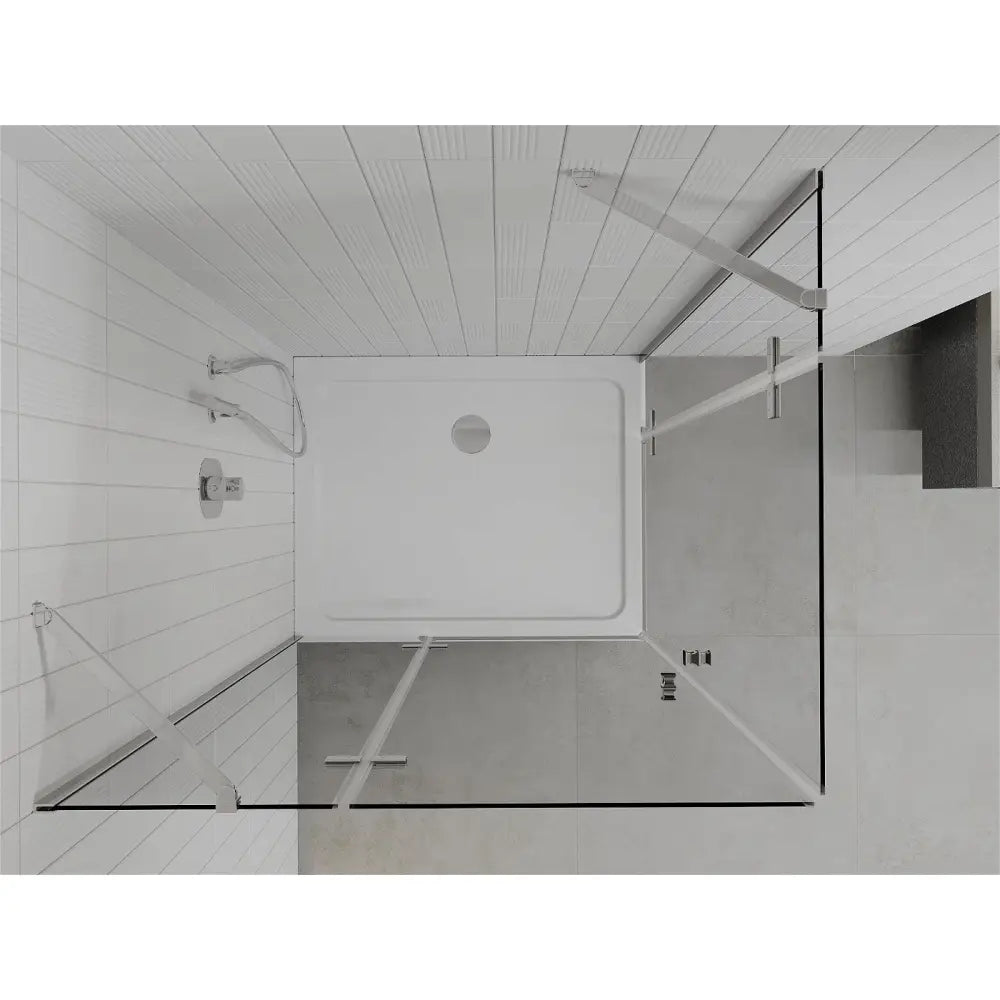 Dusjhjørne med Dusjbrett 80x70 Cm Gjennomsiktig Krom S2