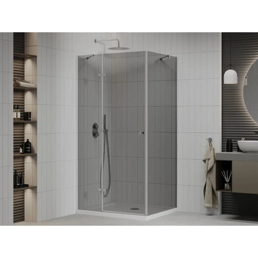 Dusjhjørne med Dusjbrett 80x90 Cm Grafitt