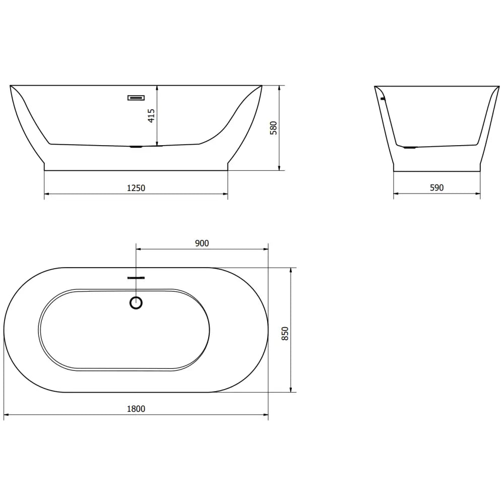 Roxy Frittstående Badekar 180x85 Cm Hvitt