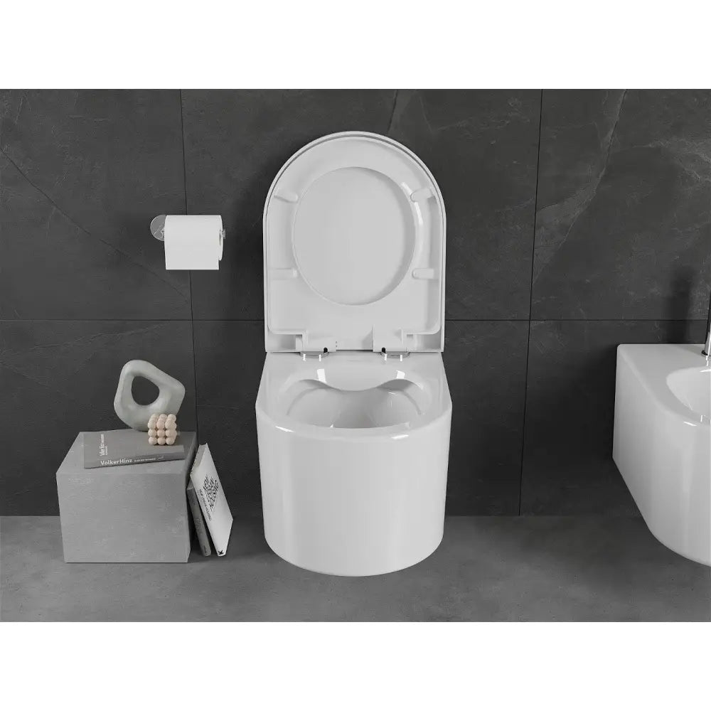 Sofia toalett uten skyllekant med softclose sete, herdet duroplast, hvit - – bakvisning