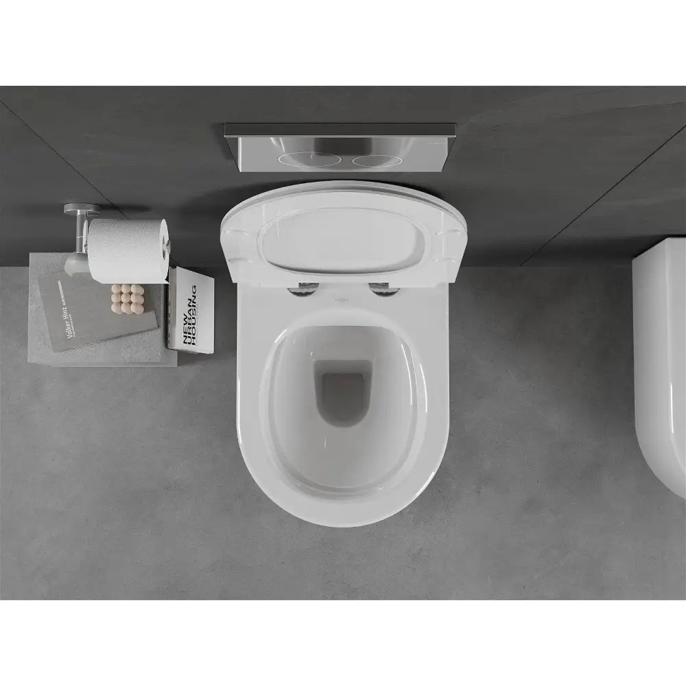 Sofia toalettskål Rimless med soft-close sete, slank, duroplast, hvit - – montert eksempel