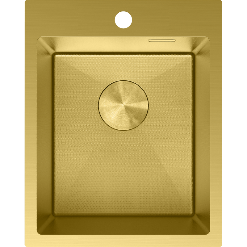 Kjøkkenvask i stål 400 x 500 mm gull Mexen Solix med matt overflate og sirkulær bunnpropp.