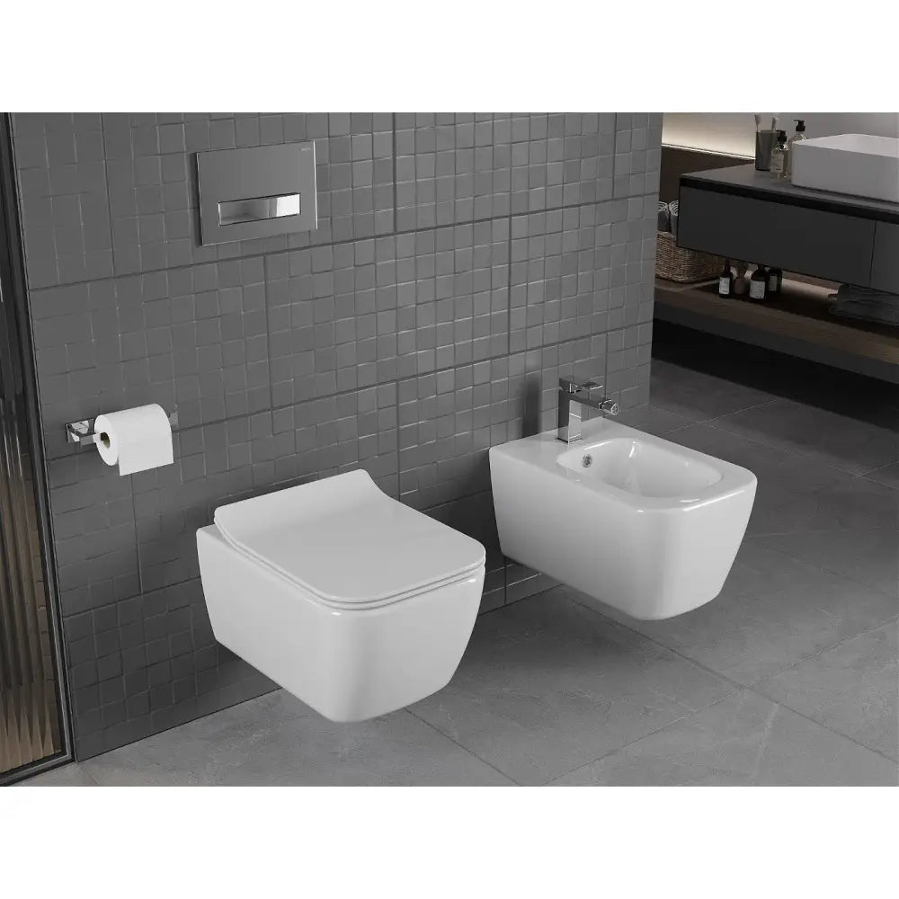 Stella Toalettskål Rimless med Soft-close Sete Slim Duroplast Hvit