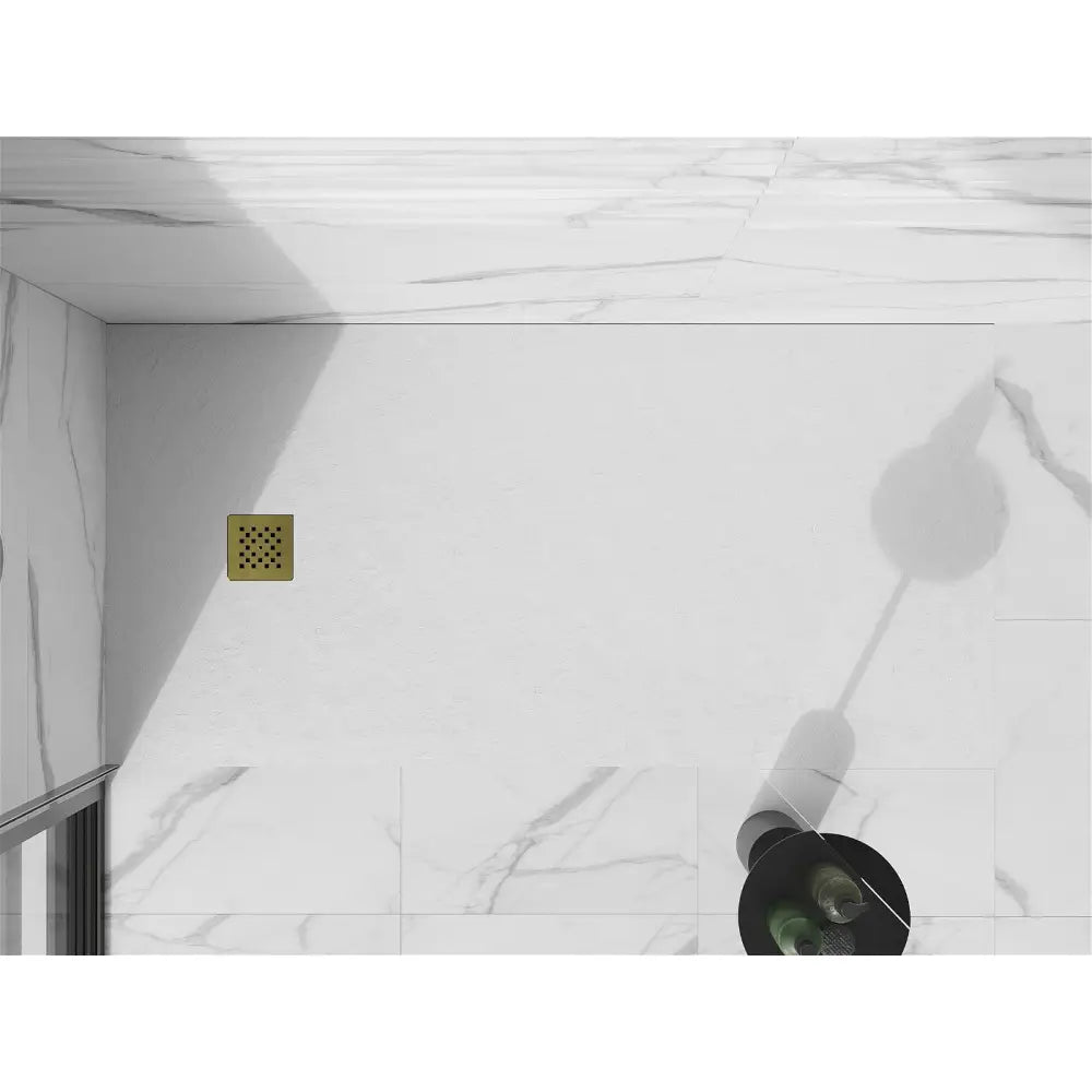 Stone + Kompositt Rektangulær Dusjbunn 180x80 Cm Hvit med Gullfarget Deksel - 44108018-g