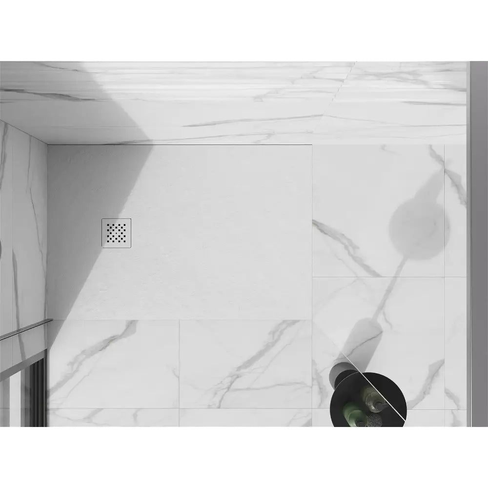 Stone + Kompositt Rektangulært Dusjkabinett 100x90 Cm Hvit med Hvit Deksel - 44109010-w