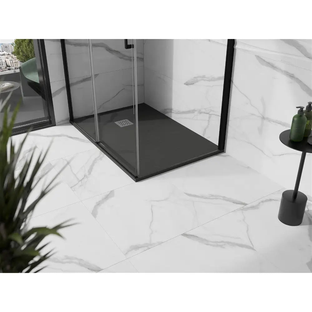 Stone + Rektangulært Kompositt Dusjbrett 100x90 Cm Antrasitt