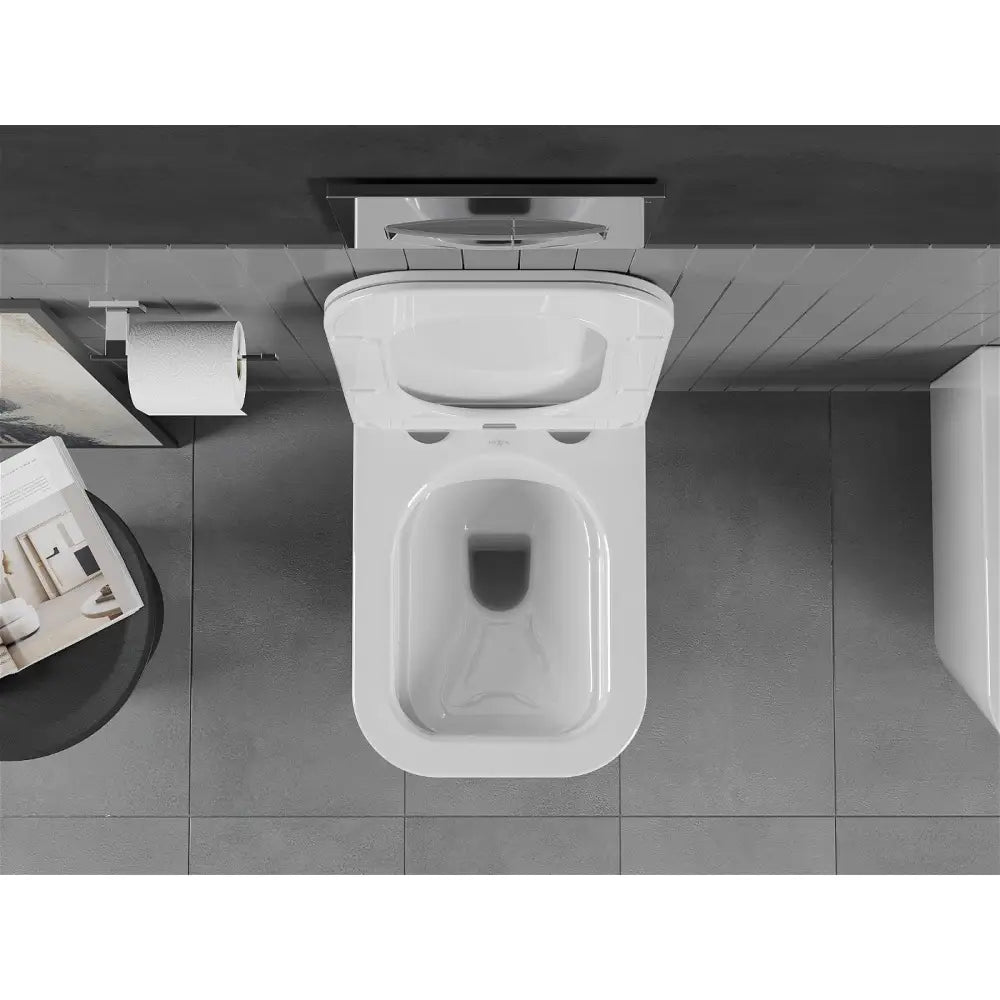 Teo toalett uten spylekant med soft-close sete, slim, duroplast, hvit – montert eksempel