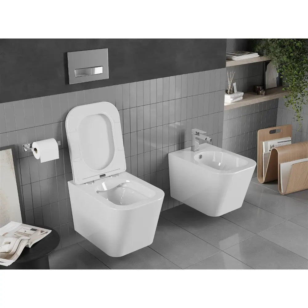 Teo toalett uten spylekant med soft-close sete, slim, duroplast, hvit – detalj sete