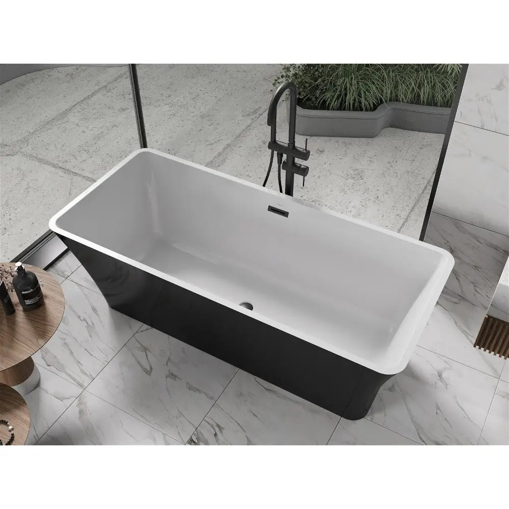 Tonia Frittstående Badekar 170x75 Cm Hvit/svart Overløp i Svart - 52171707575-b