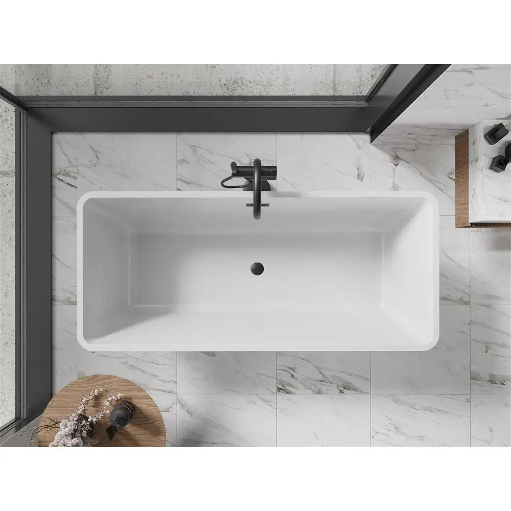 Tonia Frittstående Badekar 170x75 Cm Hvit/svart Overløp i Svart - 52171707575-b