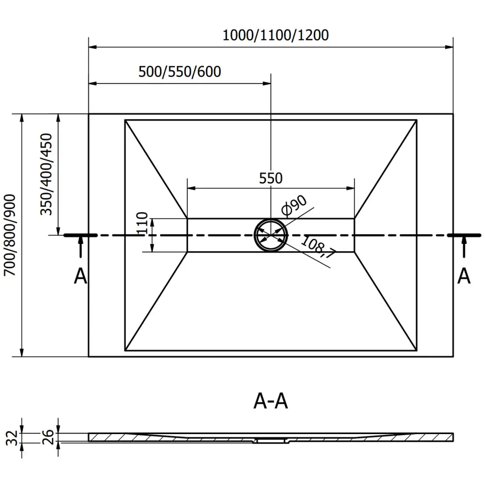 Toro Rektangulær Dusjbrett Smc 110x90 Cm Svart med Svart Deksel - 43709011-b