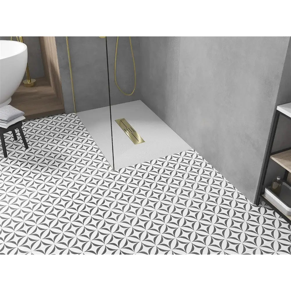 Toro Rektangulært Dusjbrett Smc 100x80 Cm Hvit med Gulldeksel - 43108010-g